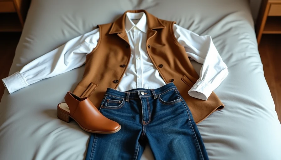 White shirt with dark jeans and vest laid out - attractive casual dinner formula