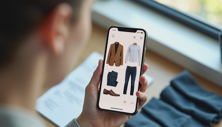 Smartphone with intentional online cart and checklist - avoiding closet regret