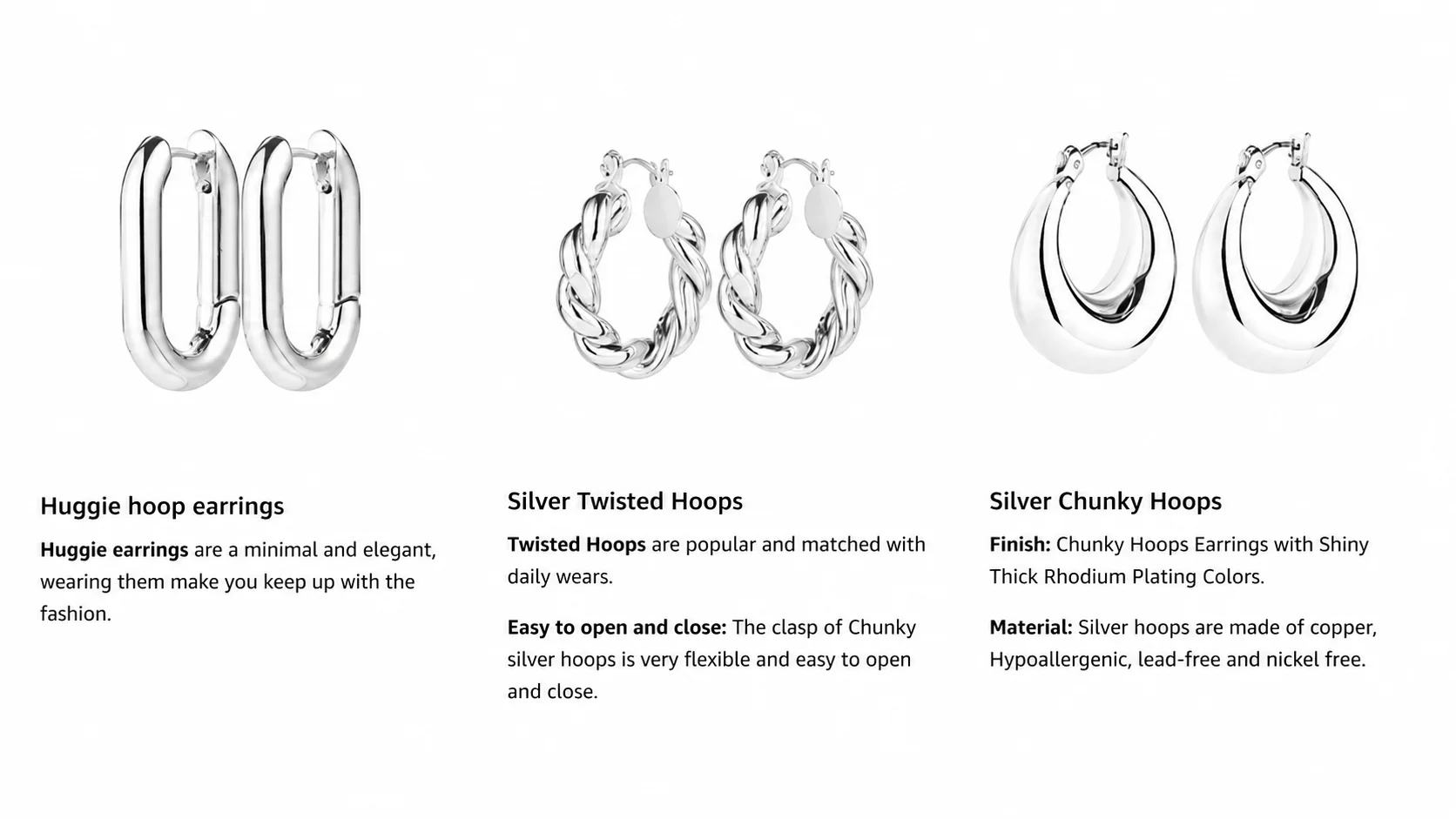 Model wearing chunky 14k gold plated hoop earrings for a stylish, minimalist everyday women's jewelry look.
