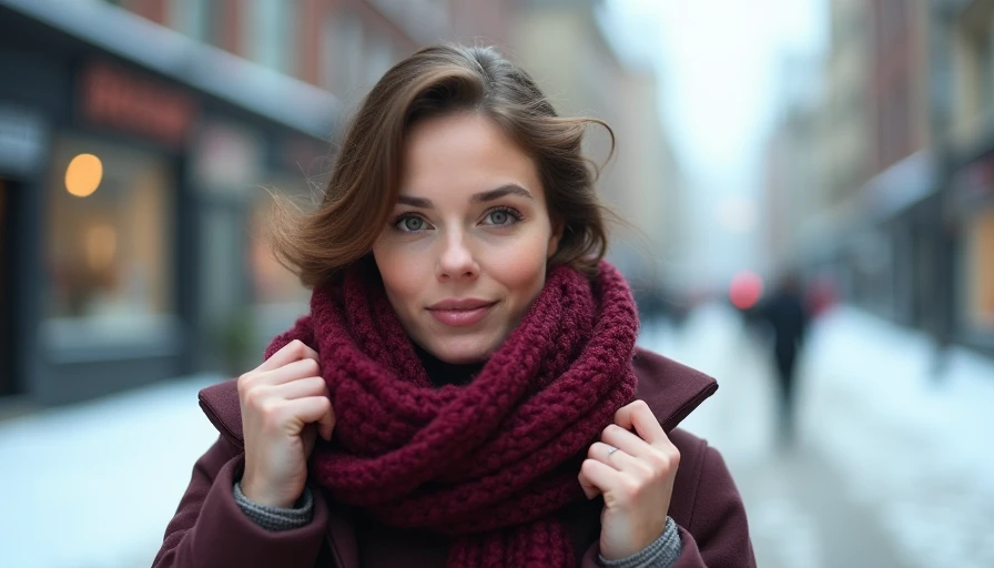 Visual context for scarf styling techniques for both warmth and polish