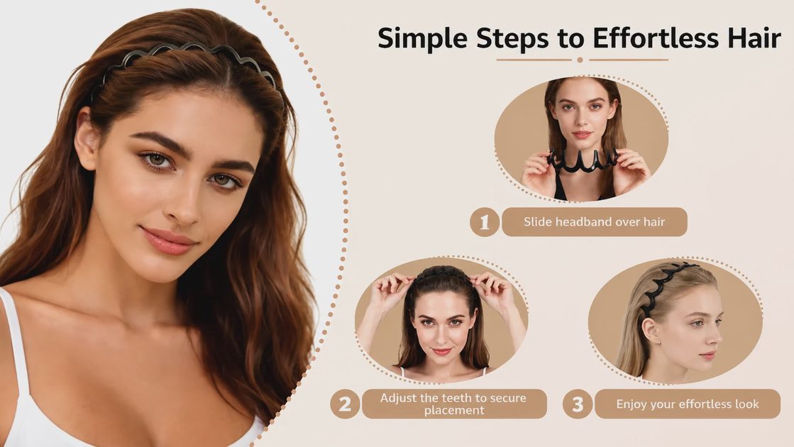 How to use wavy teeth plastic headband instructions in 3 easy steps for comfortable non-slip hold.
