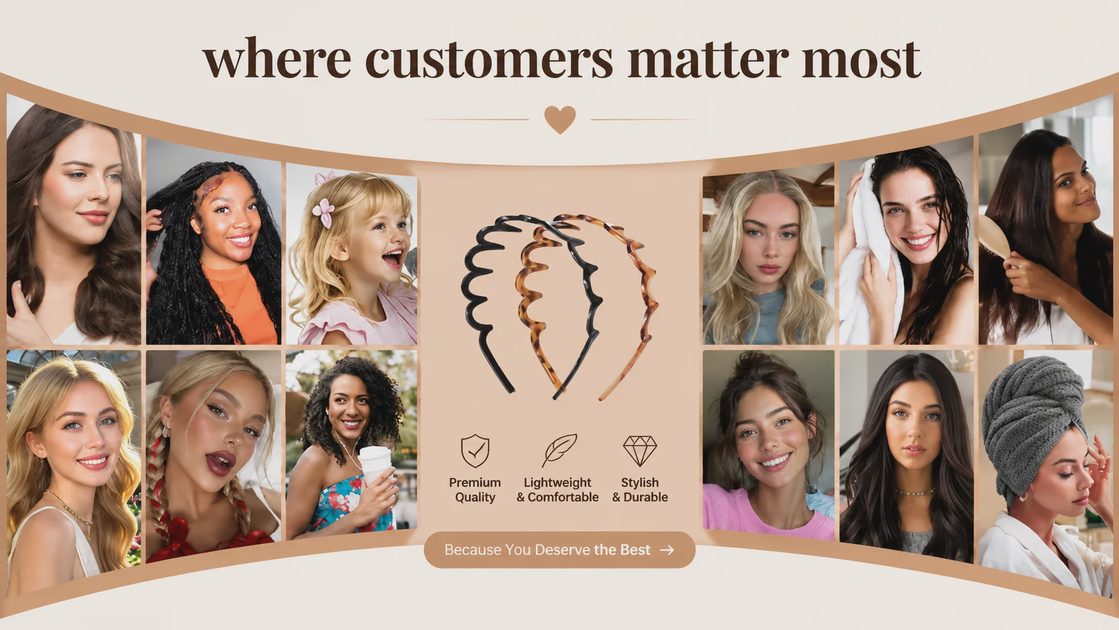 Fashion hair bands for women and kids of all hair types including curly blonde brunette and straight hair.